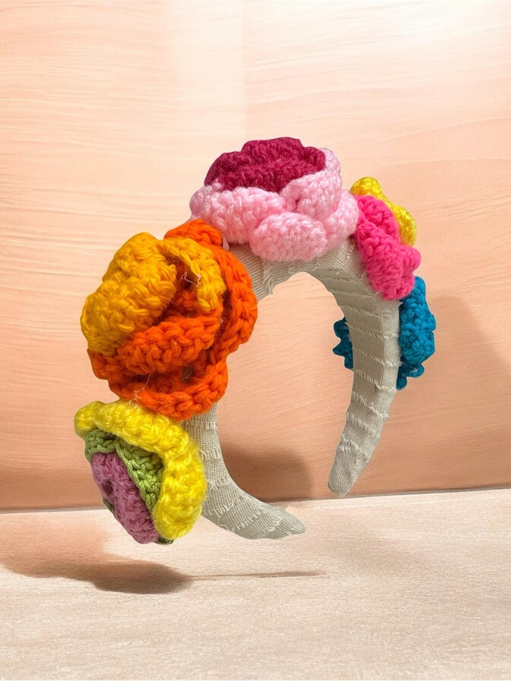 Handmade by Mom Multicolor Crochet Flower Headband